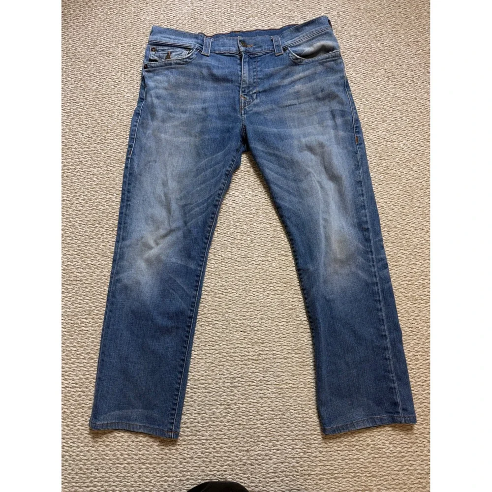 True Religion Ricky Relaxed Straight Leg Jeans Mens 36 Medium Wash Blue Denim